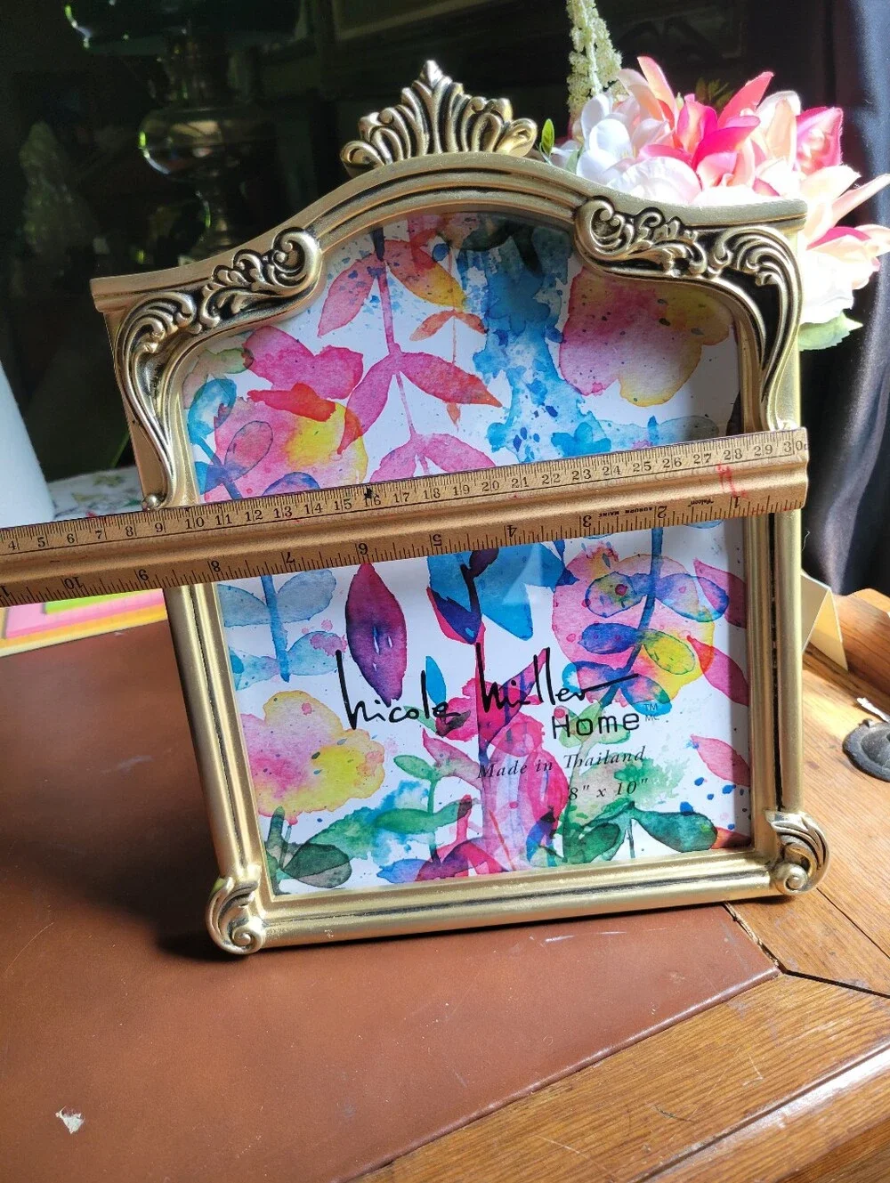 Nicole Miller Antique Gold Finish Photo Picture Frame 8x10